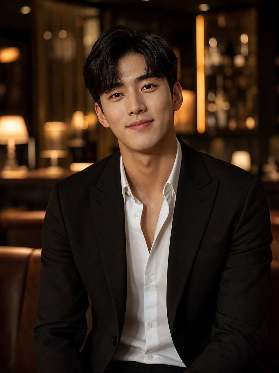 검은 수트와 흰 셔츠를 입은 성인 남성 프로필